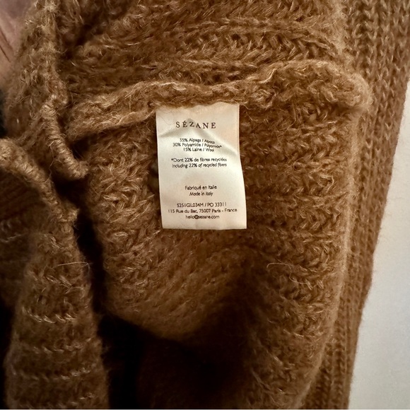 Sezane Emile Cardigan Alpaca Blend Brown Chunky Knit NWOT - Picture 5 of 7